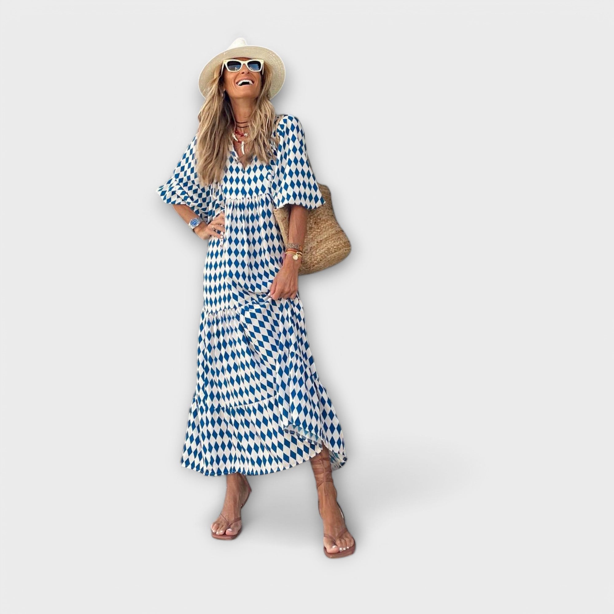 Tyylikäs Geometrinen Maxi Mekko