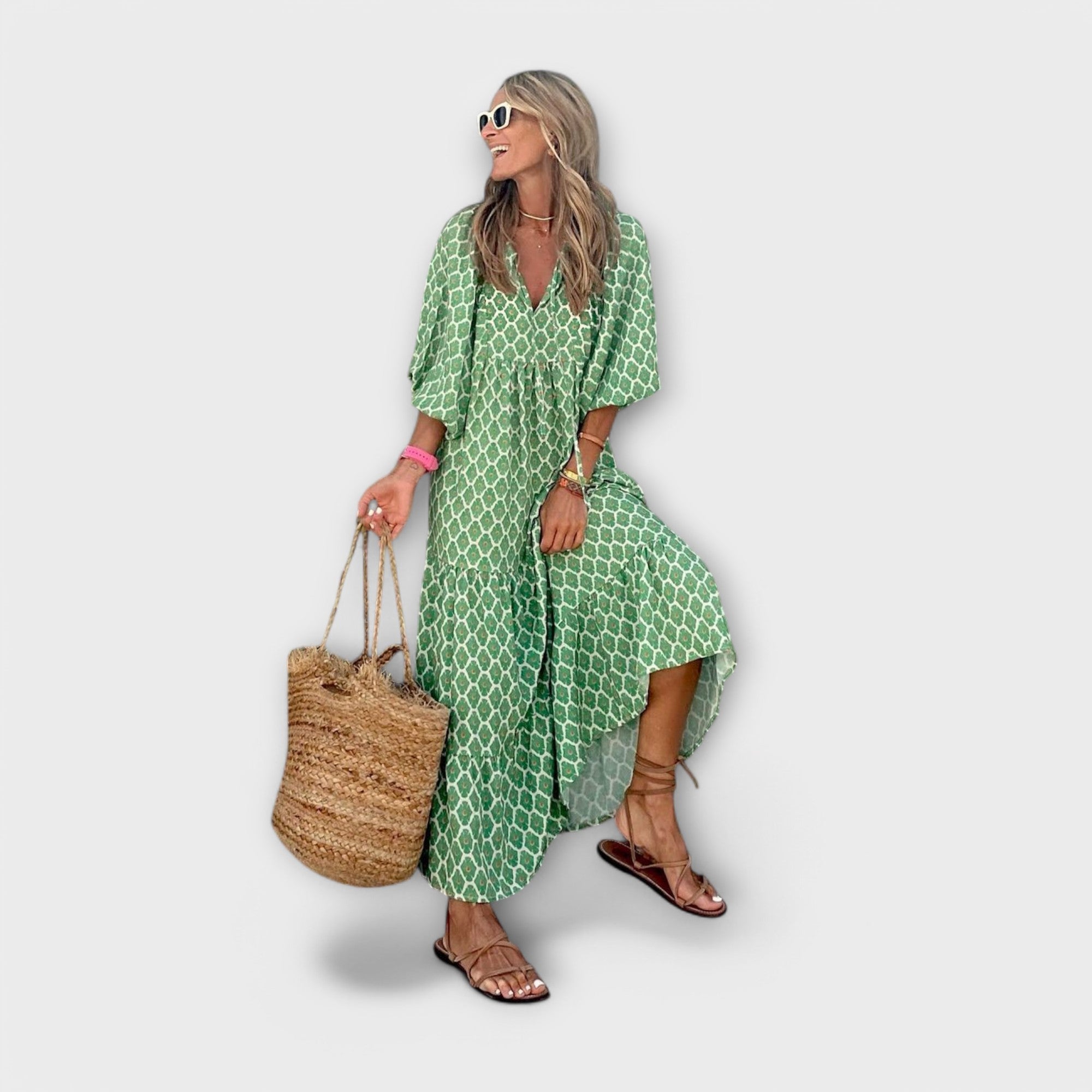 Tyylikäs Geometrinen Maxi Mekko